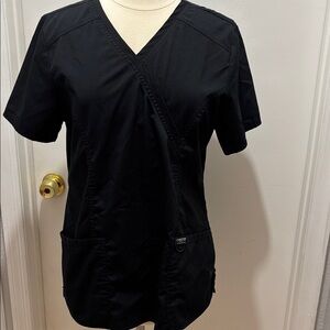 Cherokee Black Wrap V-Neck Scrub Top